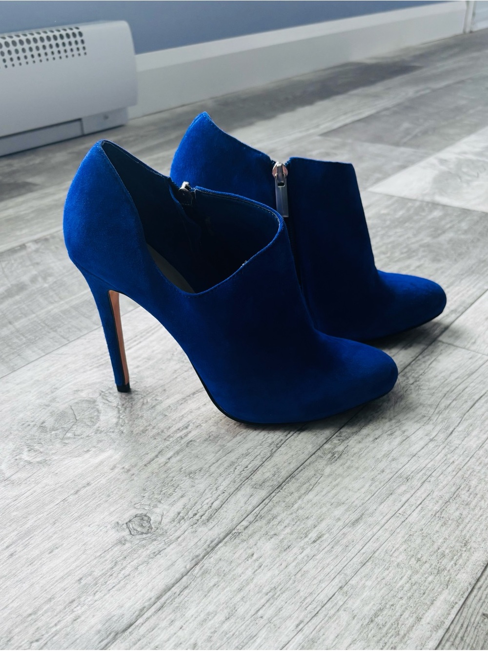 Saks Fifth Avenue Cobalt Blue Suede High-Heel Ankle Boots
